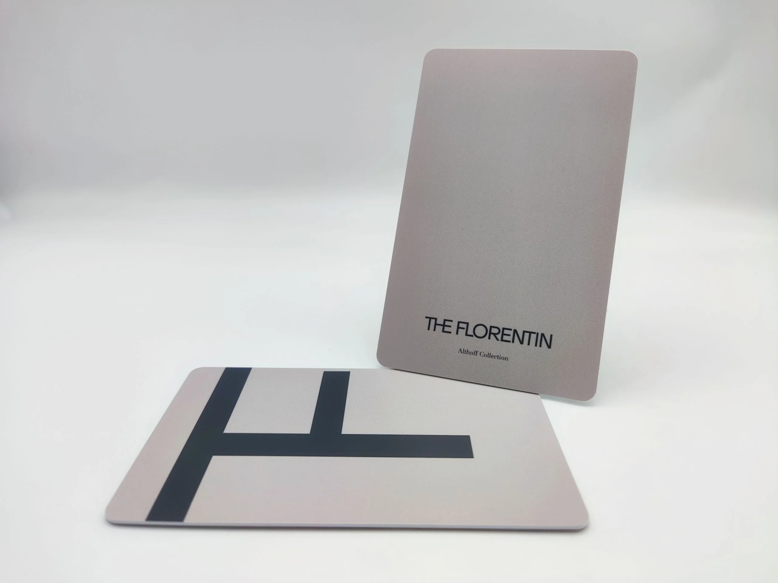 The Florentin Althoff Collection custom RFID key card with matte finish and elegant F monogram