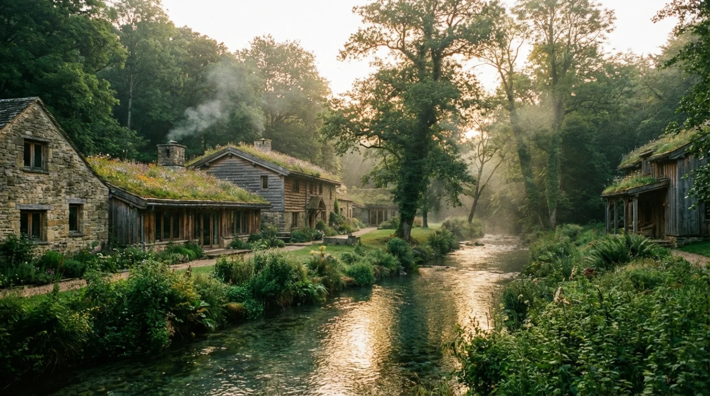 Luxe ecoresort genesteld in een weelderige bosopen plek met natuurlijke materialen