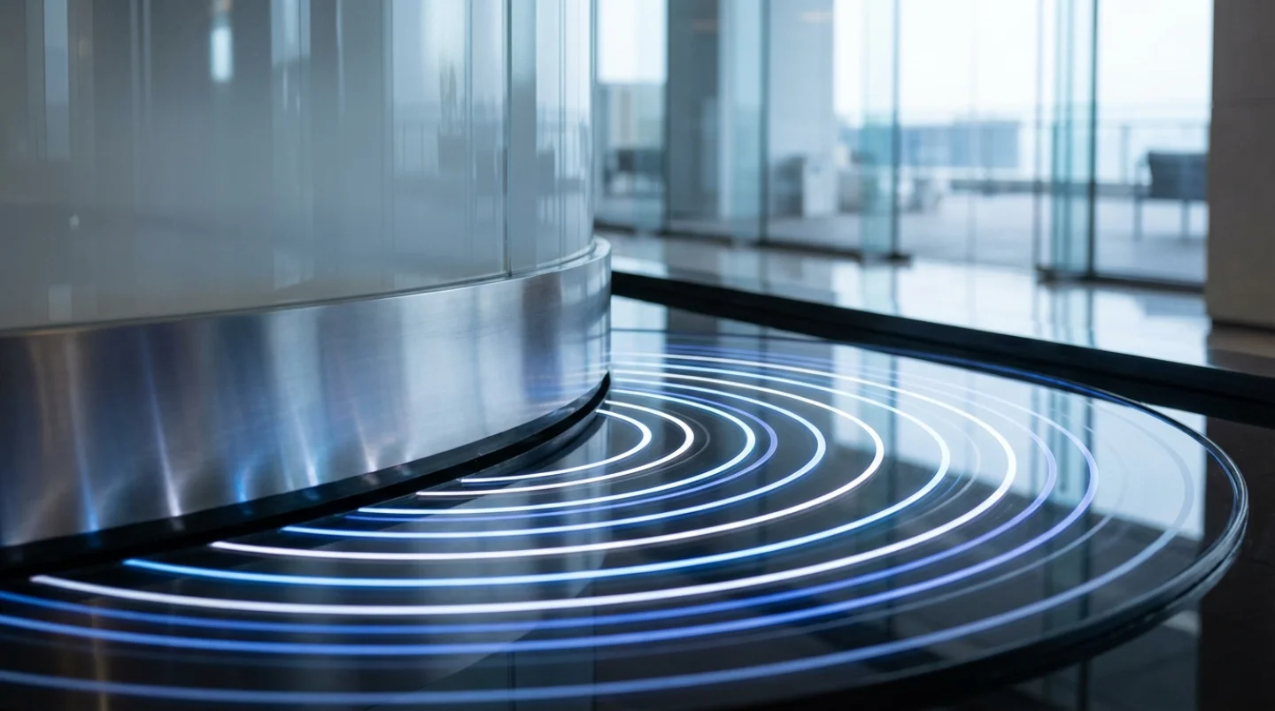 Abstracte weergave van technologie en design met concentrische lichtpatronen