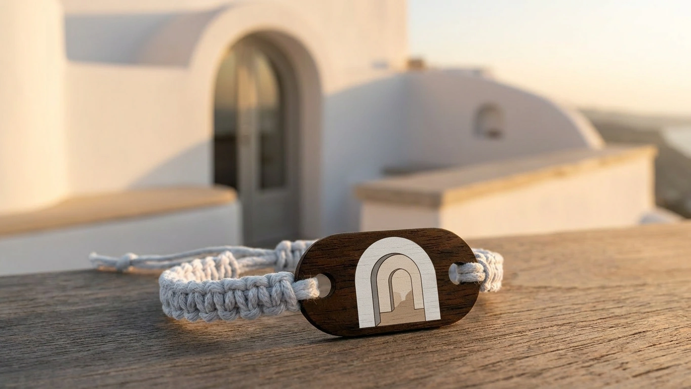 Caldera whitewash RFID wristband by PrintPlast — minimalist Cycladic palette for cave hotels — Santorini Collection