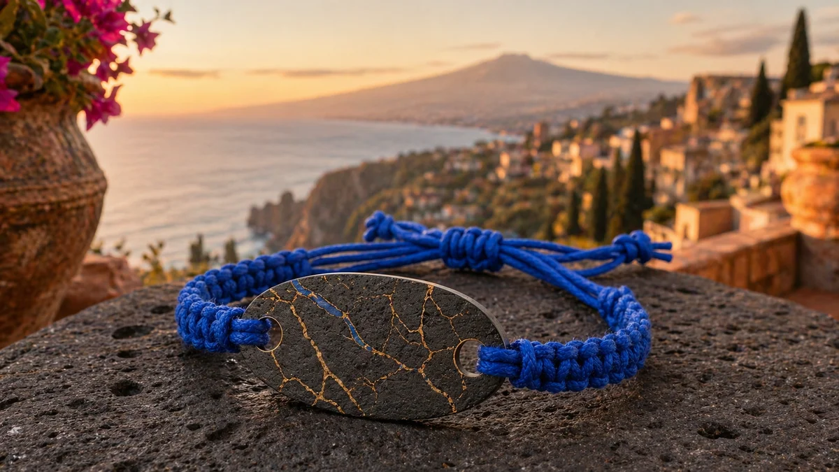 Etna lava minimal RFID wristband by PrintPlast — dark volcanic palette for boutique hotels — Sicily Collection