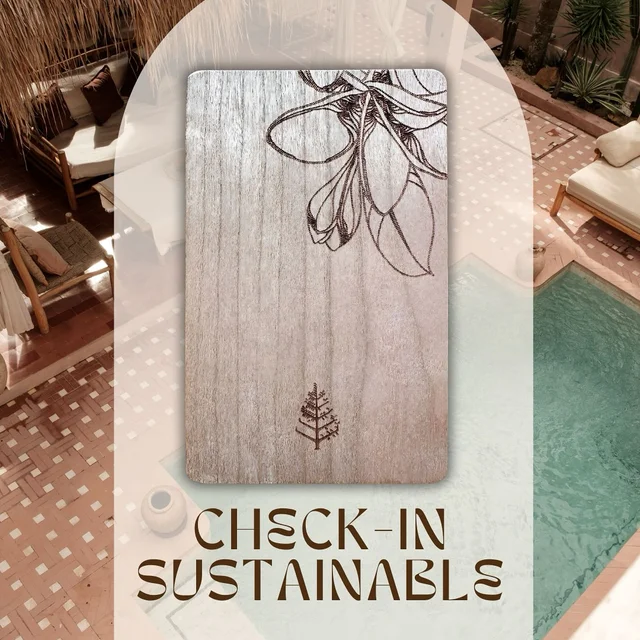 FSC-certified cherry wood hotel key card for sustainable check-in