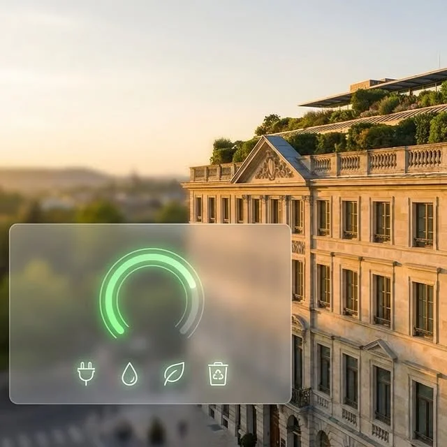 Sustainable hotel energy dashboard with eco-friendly metrics