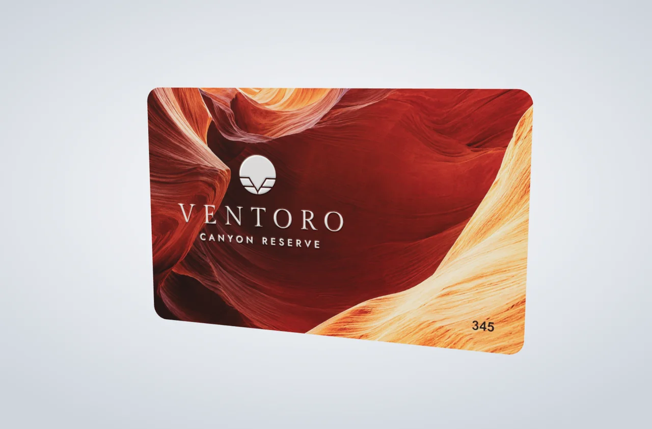 A sample hotel key card in 3D under studio light